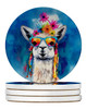 Hippie Animal Llama Large Sandstone Absorbent Round Coasters Pack of 4 DAC4004 product image at NuMercy