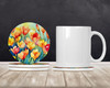 Freesias in Watercolor Large Sandstone Absorbent Round Coasters Pack of 4 DAC1569 product image at NuMercy 2