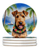 Airedale Terrier Luau Large Sandstone Absorbent Round Coasters Pack of 4 product image at NuMercy