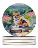 Corgi Spring Path Large Sandstone Absorbent Round Coasters Pack of 4 DAC6610 product image at NuMercy
