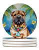 Shar Pei Luau Large Sandstone Absorbent Round Coasters Pack of 4 product image at NuMercy
