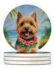 Norwich Terrier Luau Large Sandstone Absorbent Round Coasters Pack of 4 product image at NuMercy