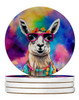 Hippie Animal Llama Large Sandstone Absorbent Round Coasters Pack of 4 DAC4006 product image at NuMercy