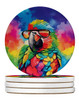 Hippie Animal Parrot Large Sandstone Absorbent Round Coasters Pack of 4 DAC4020 product image at NuMercy
