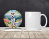 Fox Terrier Spring Path Large Sandstone Absorbent Round Coasters Pack of 4 product image at NuMercy 2