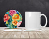 Ranunculus in Watercolor Large Sandstone Absorbent Round Coasters Pack of 4 DAC1604 product image at NuMercy 2