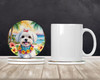 Maltese Luau Large Sandstone Absorbent Round Coasters Pack of 4 DAC6471 product image at NuMercy 2