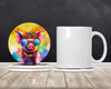Hippie Animal Pig Large Sandstone Absorbent Round Coasters Pack of 4 DAC4026 product image at NuMercy 2
