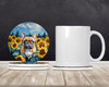 French Bulldog in Sunflowers Large Sandstone Absorbent Round Coasters Pack of 4 DAC6080 product image at NuMercy 2