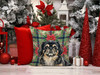 Black and Tan Pekingese Christmas Poinsettias Throw Pillow 18" x 18" product image at NuMercy 7