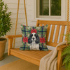 Black and White English Springer Spaniel Christmas Poinsettias Throw Pillow 18" x 18" product image at NuMercy 3