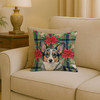 Blue Merle Cardigan Welsh Corgi Christmas Poinsettias Throw Pillow 18" x 18" product image at NuMercy 2