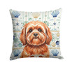Red Lhasa Apso Coastal Sea Glass Throw Pillow 18" x 18" product image at NuMercy