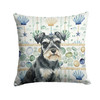 Black & Silver Miniature Schnauzer Coastal Sea Glass Throw Pillow 18" x 18" product image at NuMercy