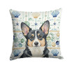 Black and White Cardigan Welsh Corgi Coastal Sea Glass Throw Pillow 18" x 18" product image at NuMercy
