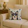 Black and White Cardigan Welsh Corgi Coastal Sea Glass Throw Pillow 18" x 18" product image at NuMercy 2