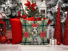 Steel Gray Wirehaired Pointing Griffon Christmas Poinsettias Throw Pillow 18" x 18" product image at NuMercy 7