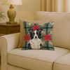 Border Collie Christmas Poinsettias Throw Pillow 18" x 18" product image at NuMercy 2
