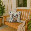 Blue and Tan Yorkshire Terrier Coastal Sea Glass Throw Pillow 18" x 18" product image at NuMercy 3