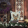 Blue and Tan Yorkshire Terrier Coastal Sea Glass Throw Pillow 18" x 18" product image at NuMercy 5