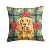Golden English Cocker Spaniel Christmas Poinsettias Throw Pillow 18" x 18" product image at NuMercy