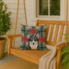 Black and White Cardigan Welsh Corgi Christmas Poinsettias Throw Pillow 18" x 18" product image at NuMercy 3