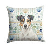 White and Black Jack Russell Terrier Coastal Sea Glass Throw Pillow 18" x 18" product image at NuMercy