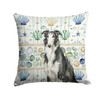 Black and White Borzoi Coastal Sea Glass Throw Pillow 18" x 18" product image at NuMercy
