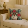 Chocolate and White Rat Terrier Christmas Poinsettias Throw Pillow 18" x 18" product image at NuMercy 2
