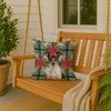 Chocolate and White Rat Terrier Christmas Poinsettias Throw Pillow 18" x 18" product image at NuMercy 3