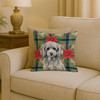 Miniature Silver Poodle Christmas Poinsettias Throw Pillow 18" x 18" product image at NuMercy 2