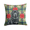 Black Tibetan Mastiff Christmas Poinsettias Throw Pillow 18" x 18" product image at NuMercy