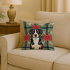 Greater Swiss Mountain Dog Christmas Poinsettias Throw Pillow 18" x 18" product image at NuMercy 2