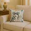 Gray and White Alaskan Malamute Coastal Sea Glass Throw Pillow 18" x 18" product image at NuMercy 2