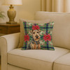 Grizzle Airedale Terrier Christmas Poinsettias Throw Pillow 18" x 18" product image at NuMercy 2