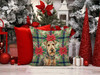 Grizzle Airedale Terrier Christmas Poinsettias Throw Pillow 18" x 18" product image at NuMercy 7