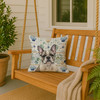 Pied French Bulldog Coastal Sea Glass Throw Pillow 18" x 18" product image at NuMercy 3