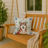 Red and White Alaskan Malamute Coastal Sea Glass Throw Pillow 18" x 18" product image at NuMercy 3