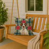 Liver and White German Wirehaired Pointer Christmas Poinsettias Throw Pillow 18" x 18" product image at NuMercy 3