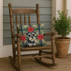 Black & Silver Miniature Schnauzer Christmas Poinsettias Throw Pillow 18" x 18" product image at NuMercy 4