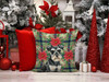 Black & Silver Miniature Schnauzer Christmas Poinsettias Throw Pillow 18" x 18" product image at NuMercy 7