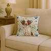 Liver and White Brittany Coastal Sea Glass Throw Pillow 18" x 18" product image at NuMercy 2