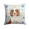 Liver and White English Springer Spaniel Coastal Sea Glass Throw Pillow 18" x 18" product image at NuMercy