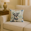 Miniature Schnauzer Coastal Sea Glass Throw Pillow 18" x 18" product image at NuMercy 2
