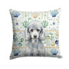 Standard Silver Poodle Coastal Sea Glass Throw Pillow 18" x 18" product image at NuMercy