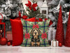 Black and Tan Otterhound Christmas Poinsettias Throw Pillow 18" x 18" product image at NuMercy 7