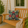 Black and Tan Tibetan Mastiff Christmas Poinsettias Throw Pillow 18" x 18" product image at NuMercy 3