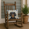 Longhaired Black and Tan Dachshund Coastal Sea Glass Throw Pillow 18" x 18" product image at NuMercy 4
