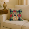Apricot English Mastiff Christmas Poinsettias Throw Pillow 18" x 18" product image at NuMercy 2