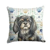 Black and Tan Tibetan Spaniel Coastal Sea Glass Throw Pillow 18" x 18" product image at NuMercy